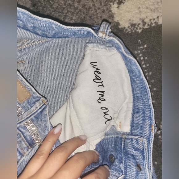 2. GRLFRND KAROLINA CRYSTAL TRIM HIGH WAISTED STRAIGHT JEANS IN KICK IT - Picture 6 of 10